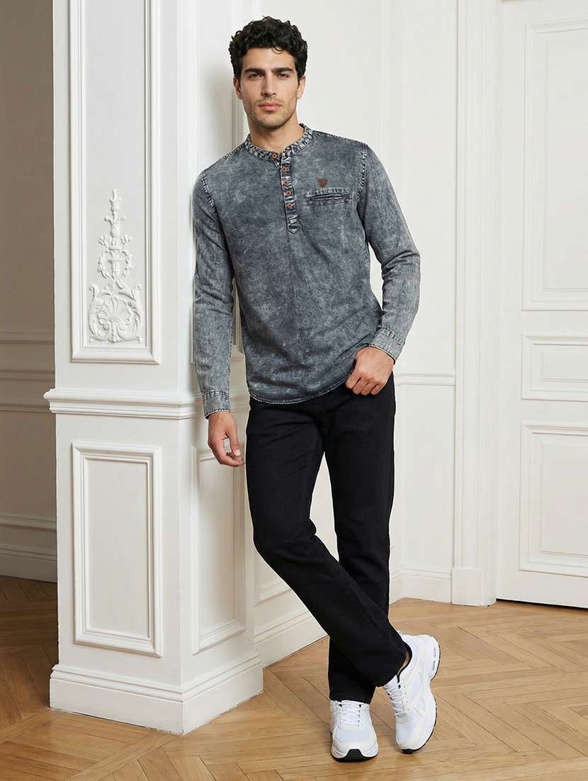 men solid mandarin neck short kurta - 22457245 -  Standard Image - 4