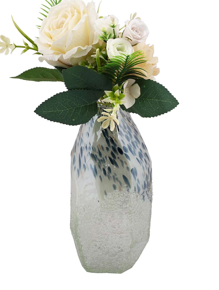 white & beige textured glass flower vase - 22457246 -  Standard Image - 1