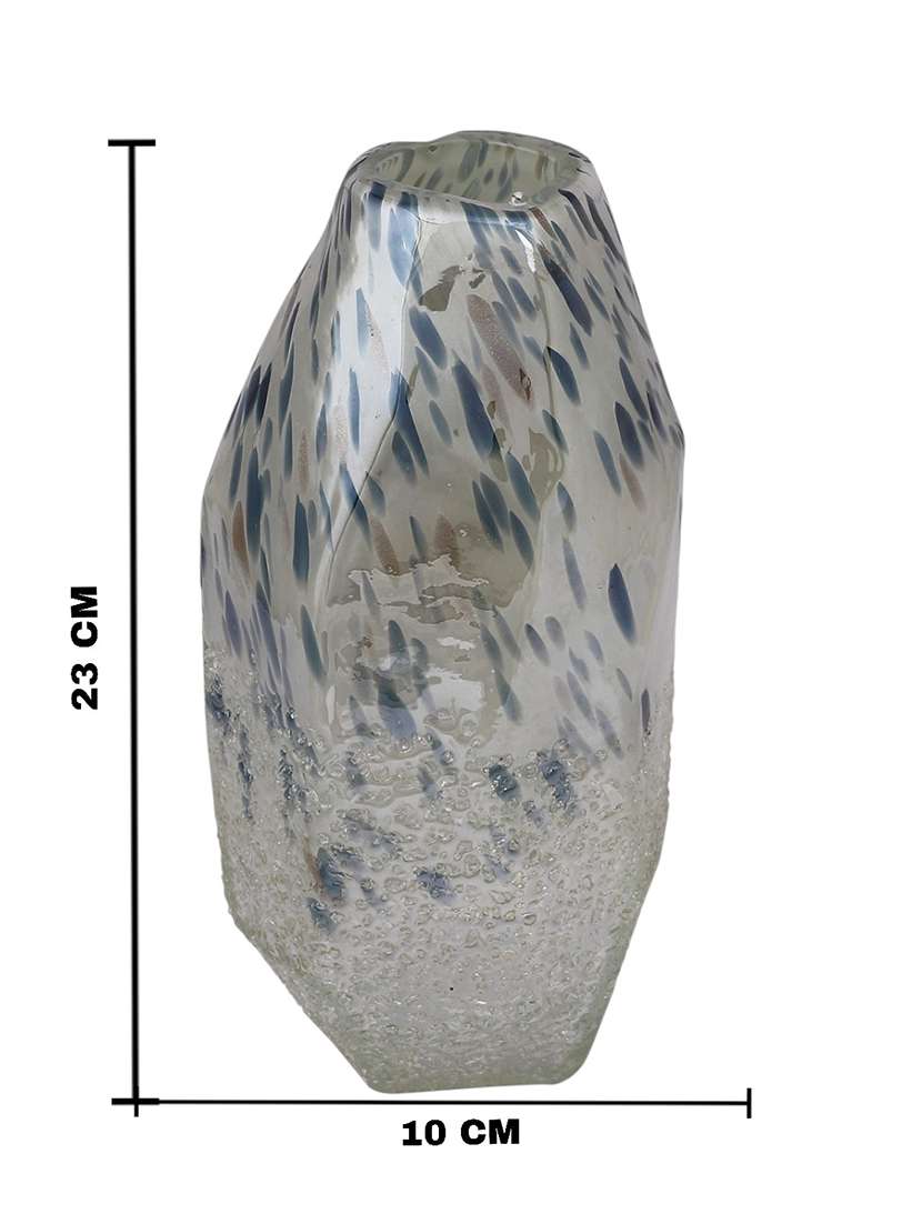 white & beige textured glass flower vase - 22457246 -  Standard Image - 4