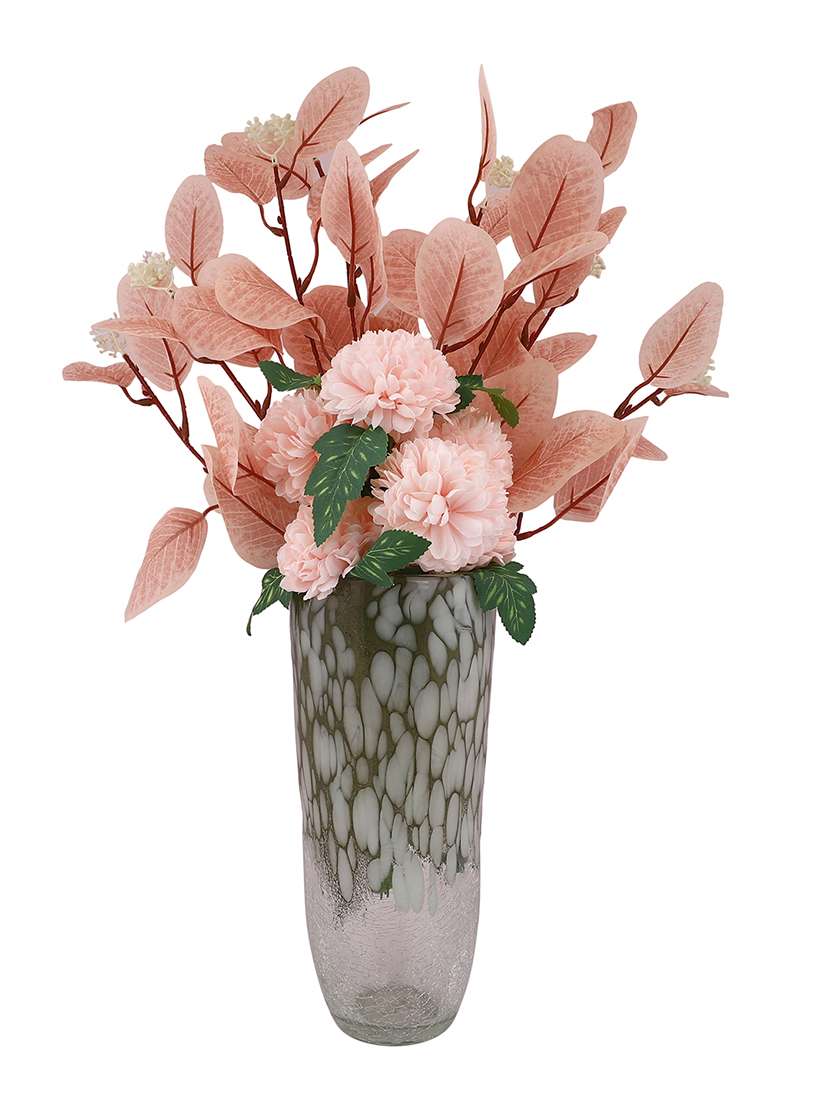 white & beige textured glass flower vase - 22457247 -  Standard Image - 1