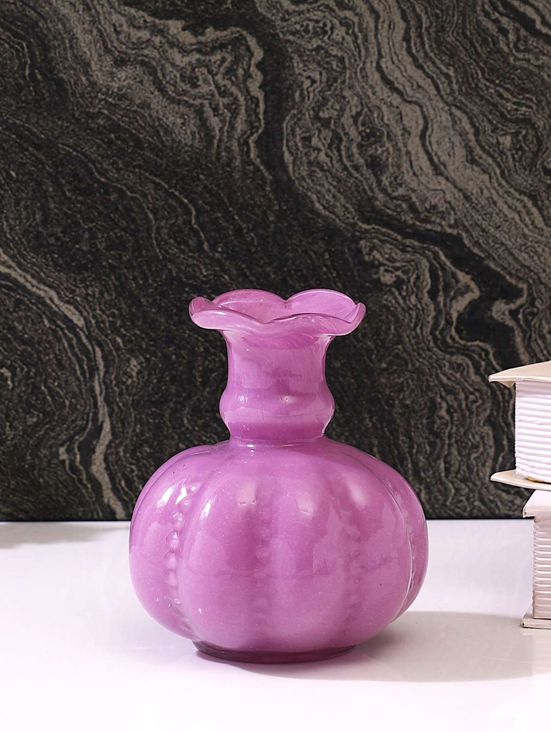 purple textured glass flower vase - 22457250 -  Standard Image - 1