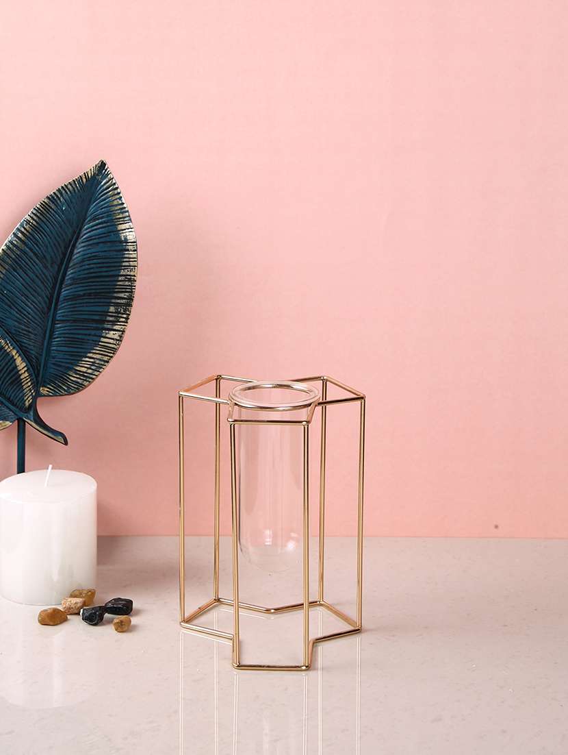 gold textured glass flower vase - 22457263 -  Standard Image - 1