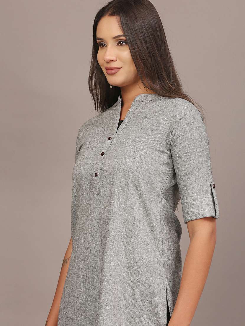 women solid cotton straight kurta - 22457321 -  Standard Image - 1