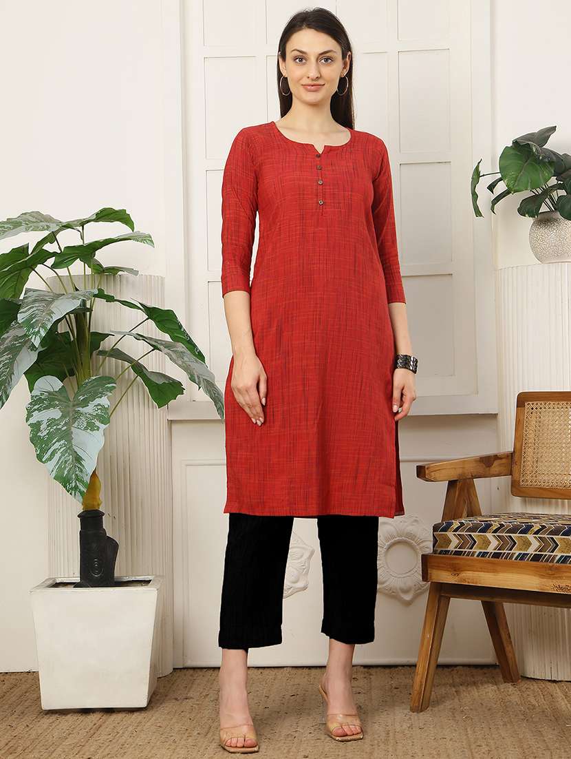 women printed cotton straight kurta