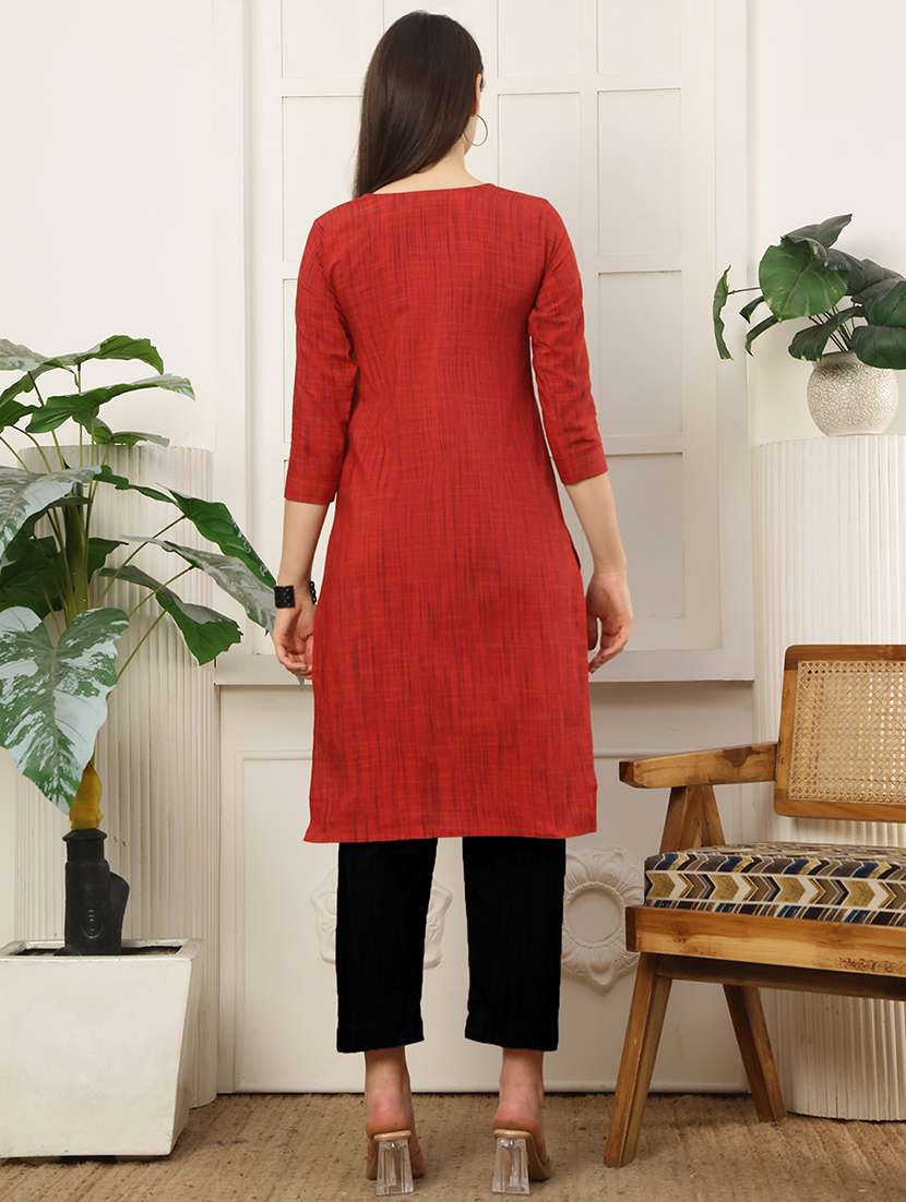 women printed cotton straight kurta - 22457324 -  Standard Image - 4