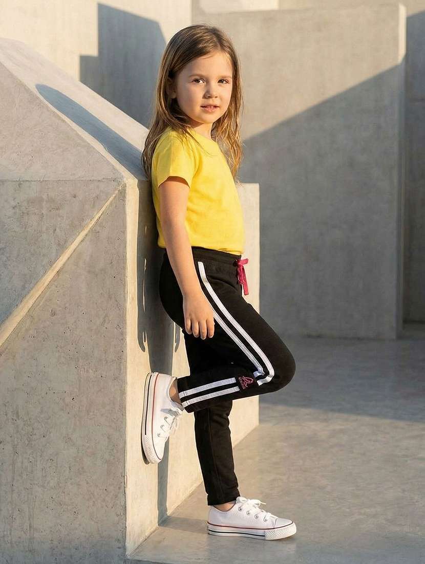 girls side taped mid rise track pant - 22457325 -  Standard Image - 4