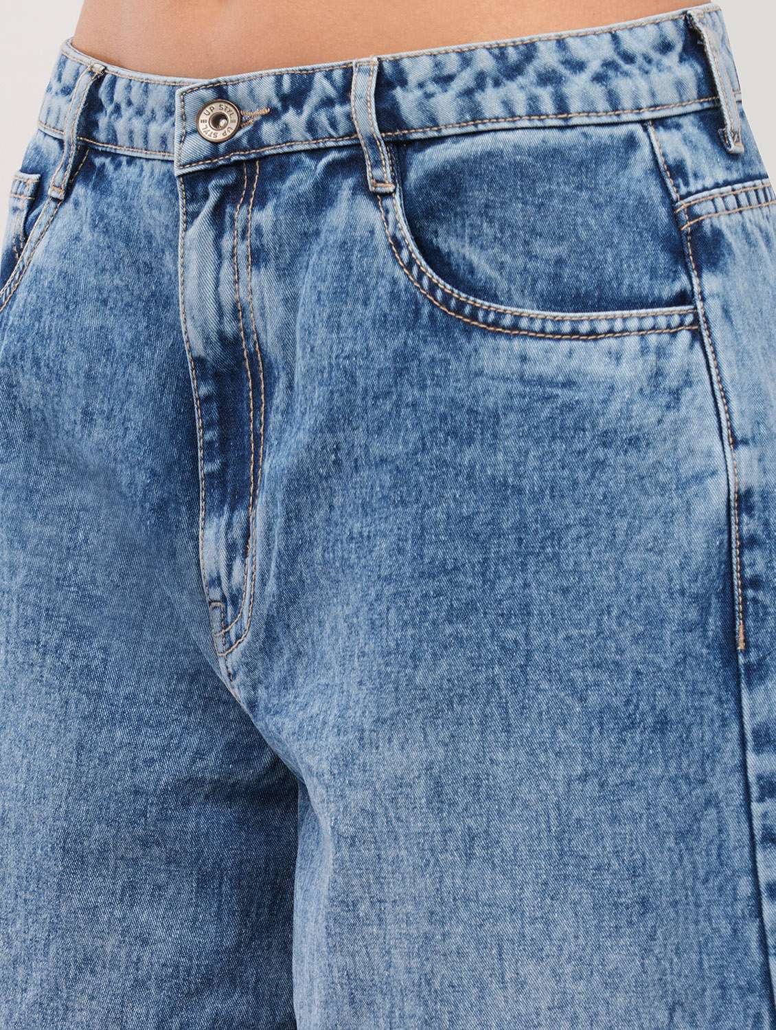 women solid high rise wide leg jean - 22457328 -  Standard Image - 1