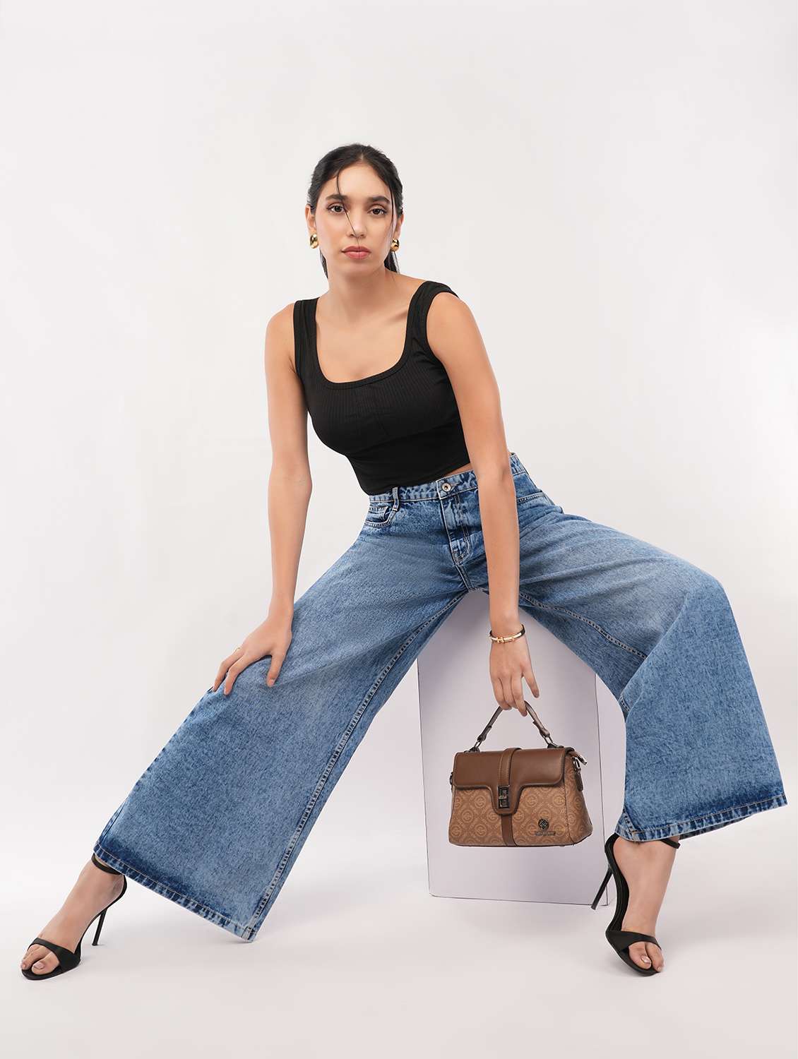 women solid high rise wide leg jean - 22457328 -  Standard Image - 4