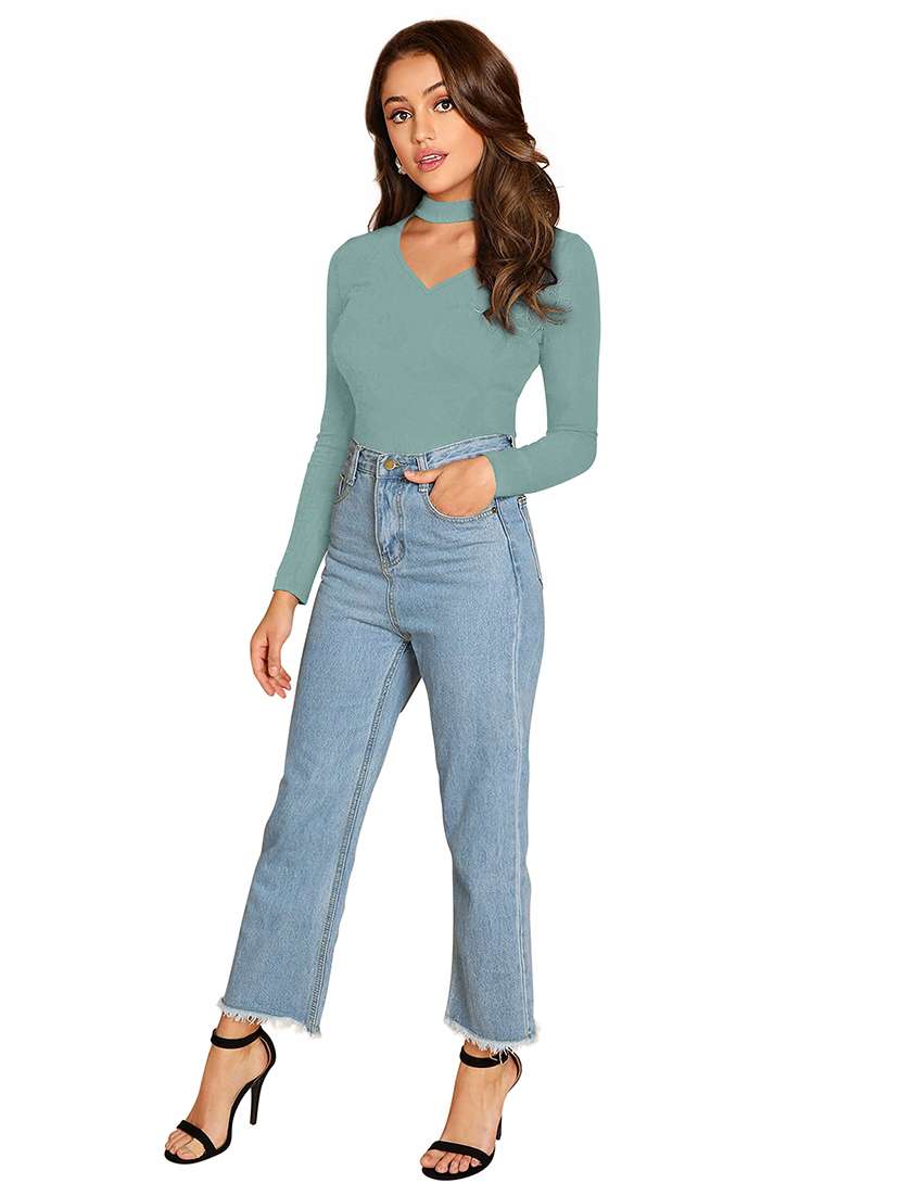 Women Solid Long Sleeve Slim Fit Top - 22457368 -  Standard Image - 4
