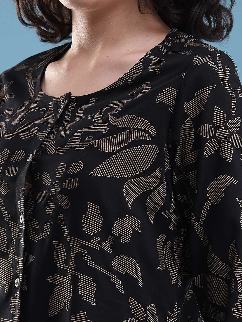 women printed three quarter sleeves a-line kurta - 22457460 -  Standard Image - 1