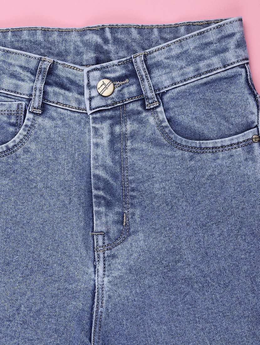 girls solid mid rise wide leg jeans - 22457503 -  Standard Image - 4