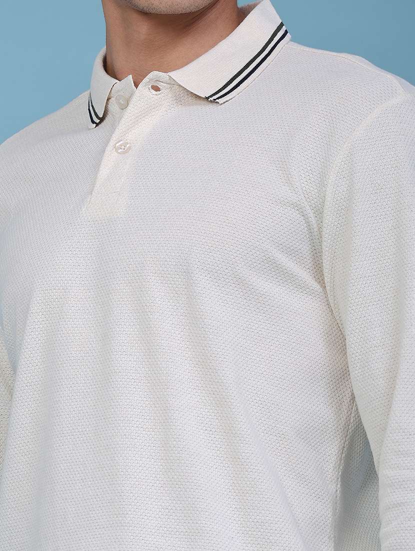 men textured long sleeve regular fit polo t-shirt - 22457543 -  Standard Image - 1