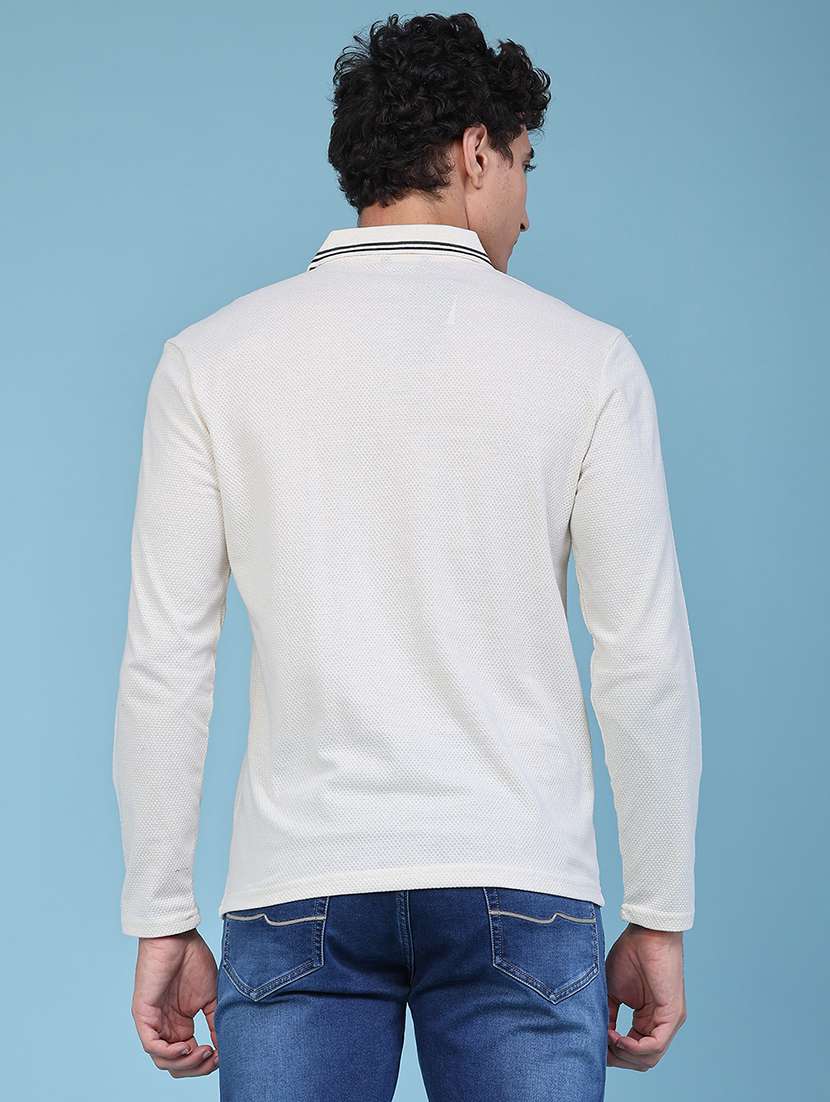 men textured long sleeve regular fit polo t-shirt - 22457543 -  Standard Image - 4