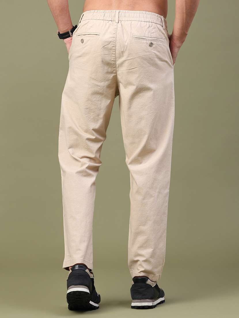 Men Solid Mid Rise Chinos Casual Trouser - 22457552 -  Standard Image - 4