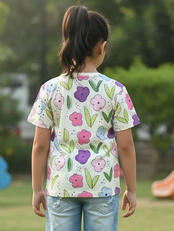 girls printed grey cotton tops top - 22457676 -  Standard Image - 1