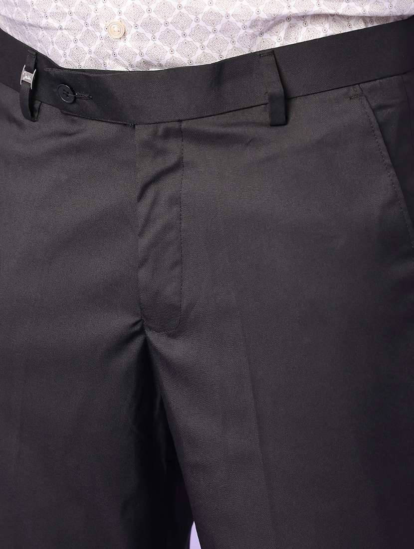 men solid mid rise regular fir formal trouser - 22457728 -  Standard Image - 1