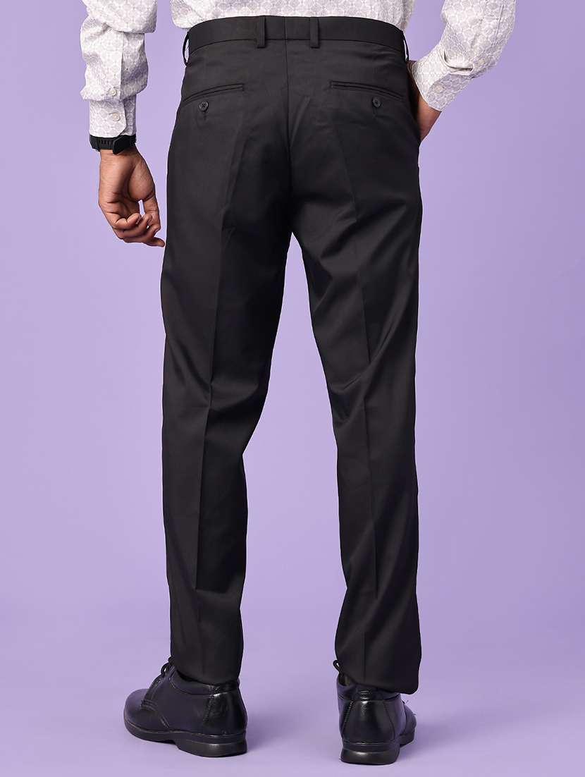 men solid mid rise regular fir formal trouser - 22457728 -  Standard Image - 4
