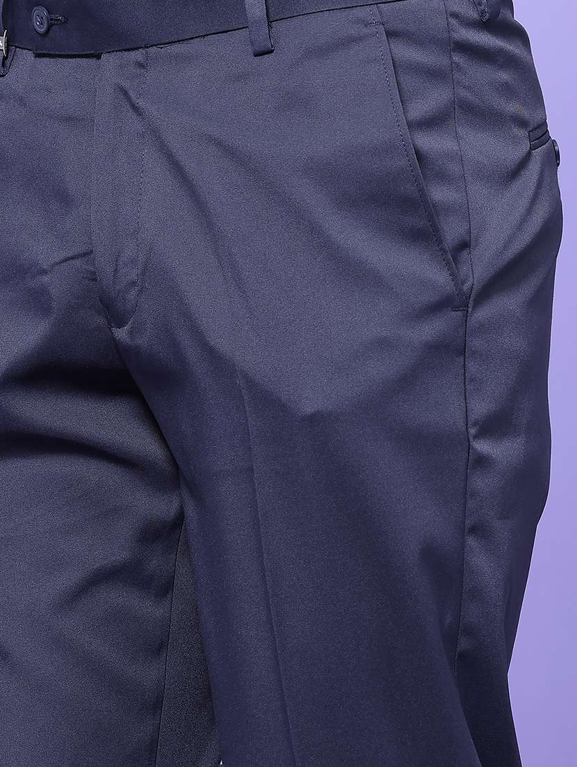 men solid mid rise regular fit formal trouser - 22457729 -  Standard Image - 1