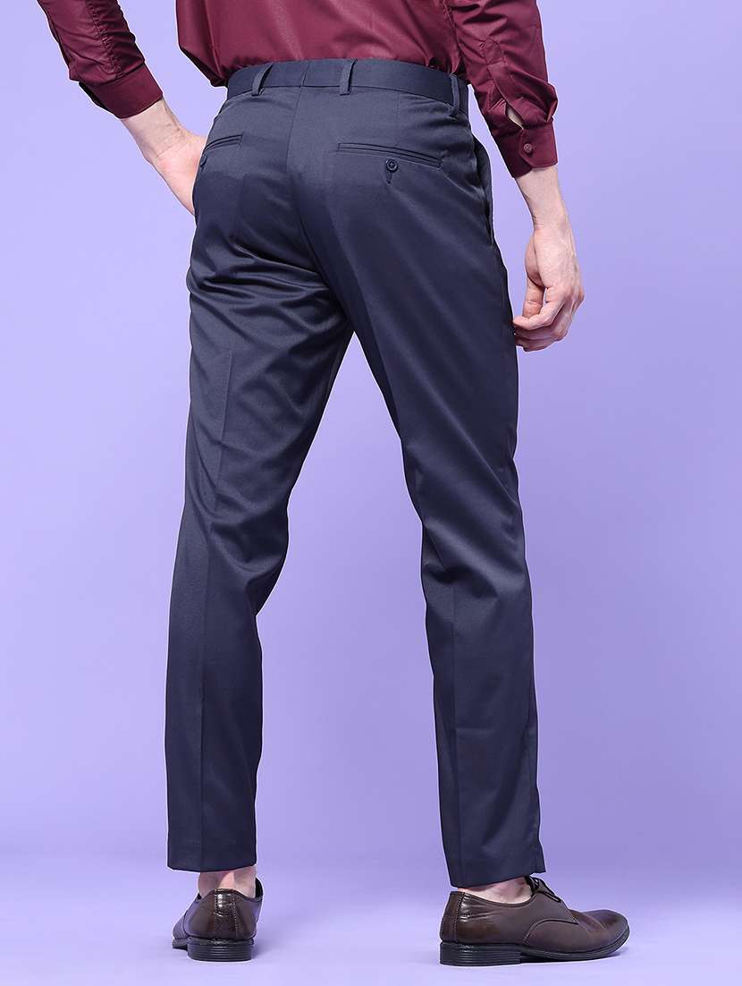 men solid mid rise regular fit formal trouser - 22457729 -  Standard Image - 4