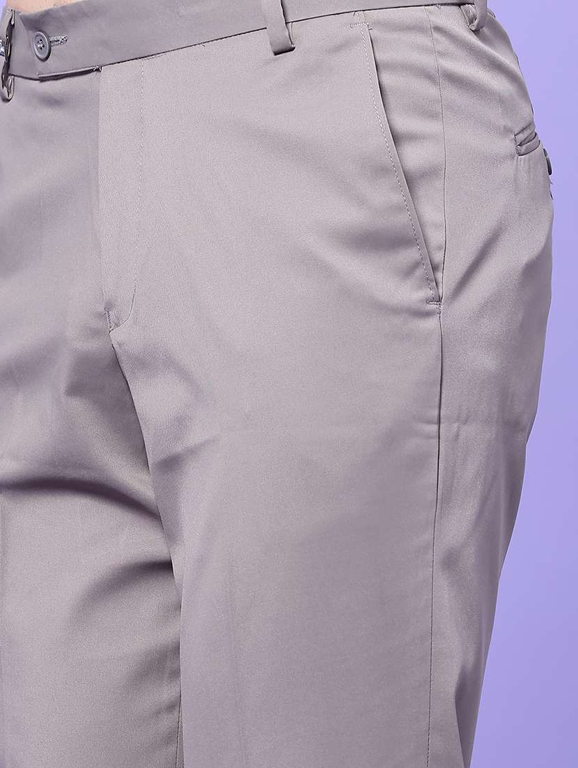 men solid mid rise regular fit formal trouser - 22457730 -  Standard Image - 1
