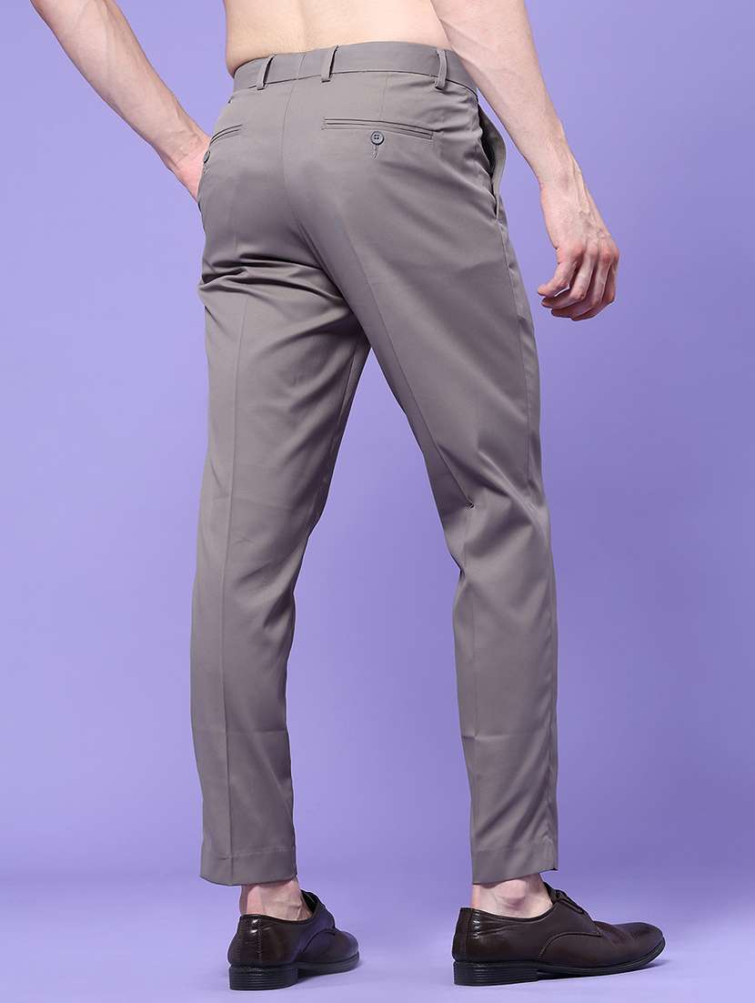 men solid mid rise regular fit formal trouser - 22457730 -  Standard Image - 4