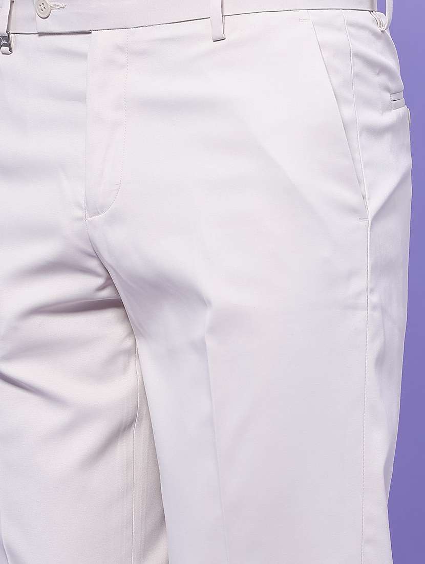 men solid mid rise regular fit formal trouser - 22457731 -  Standard Image - 1