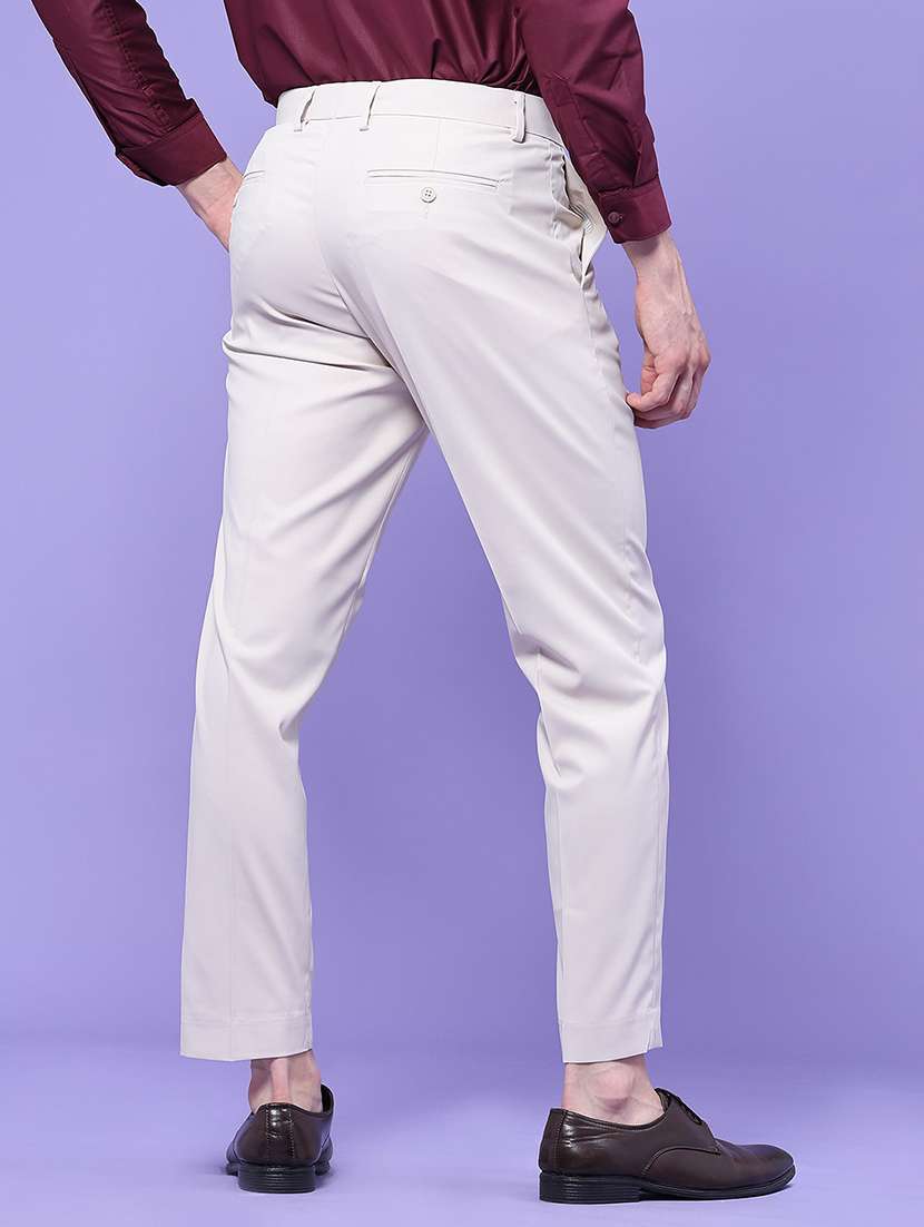 men solid mid rise regular fit formal trouser - 22457731 -  Standard Image - 4