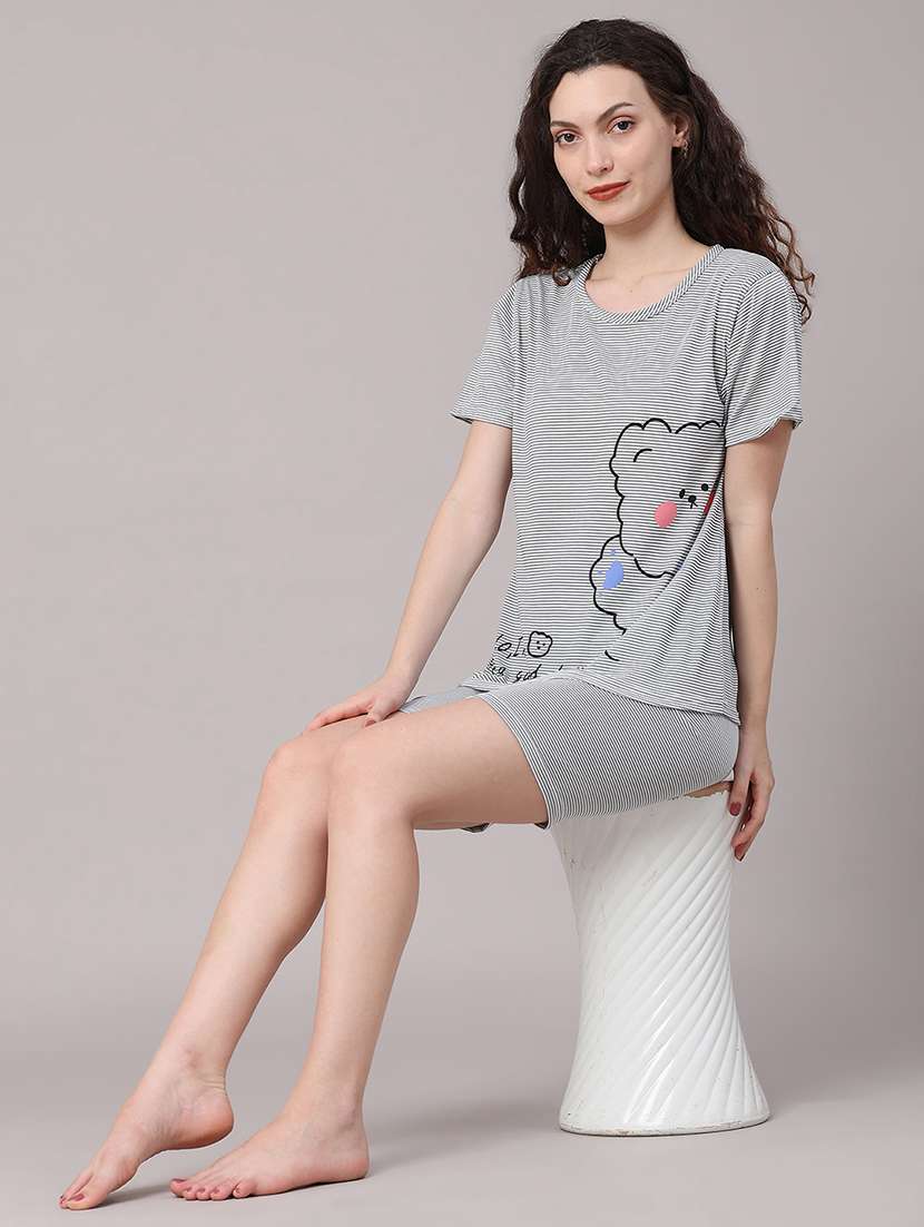women printed round neck top and short set - 22457775 -  Standard Image - 4
