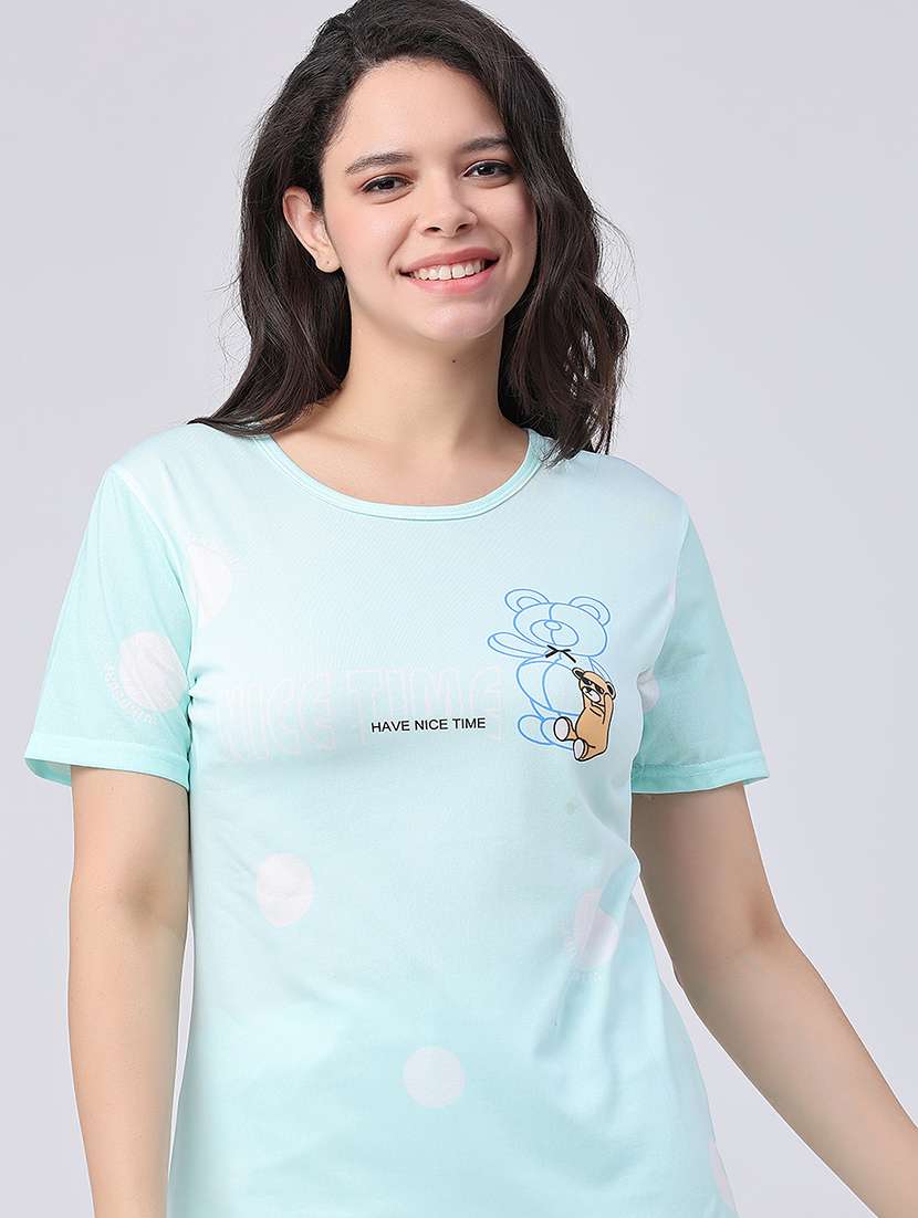 women printed round neck top and shorts set - 22457776 -  Standard Image - 1