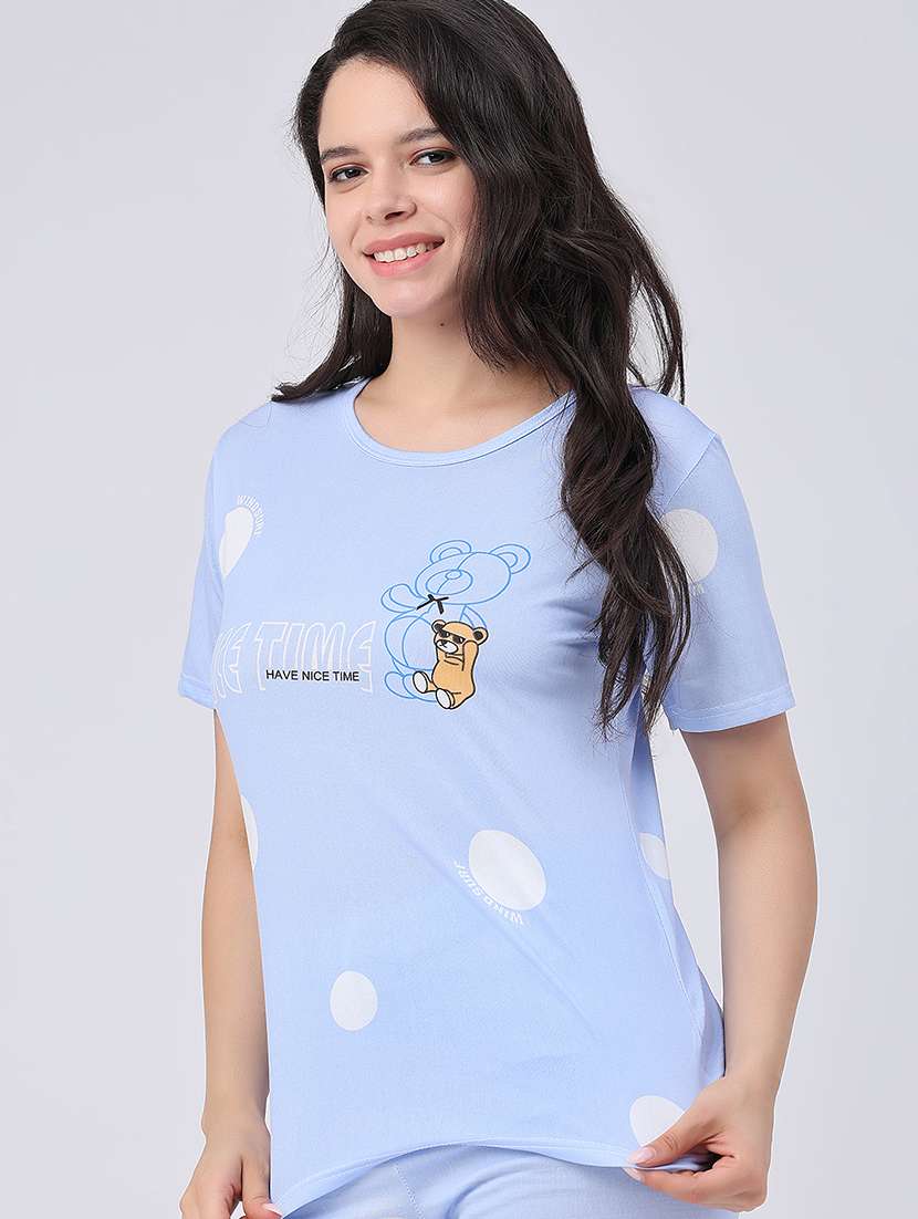 women printed round neck top and shorts set - 22457777 -  Standard Image - 1