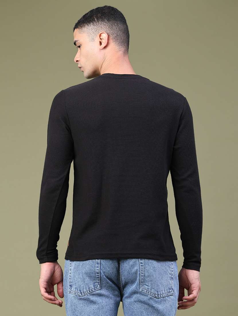 men textured long sleeve regular fit t-shirt - 22457968 -  Standard Image - 4