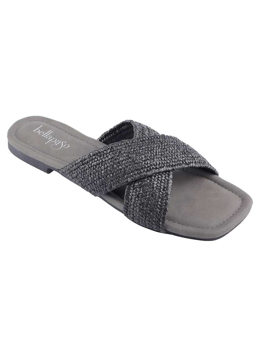 women textured slip on flat sandal - 22458025 -  Standard Image - 1