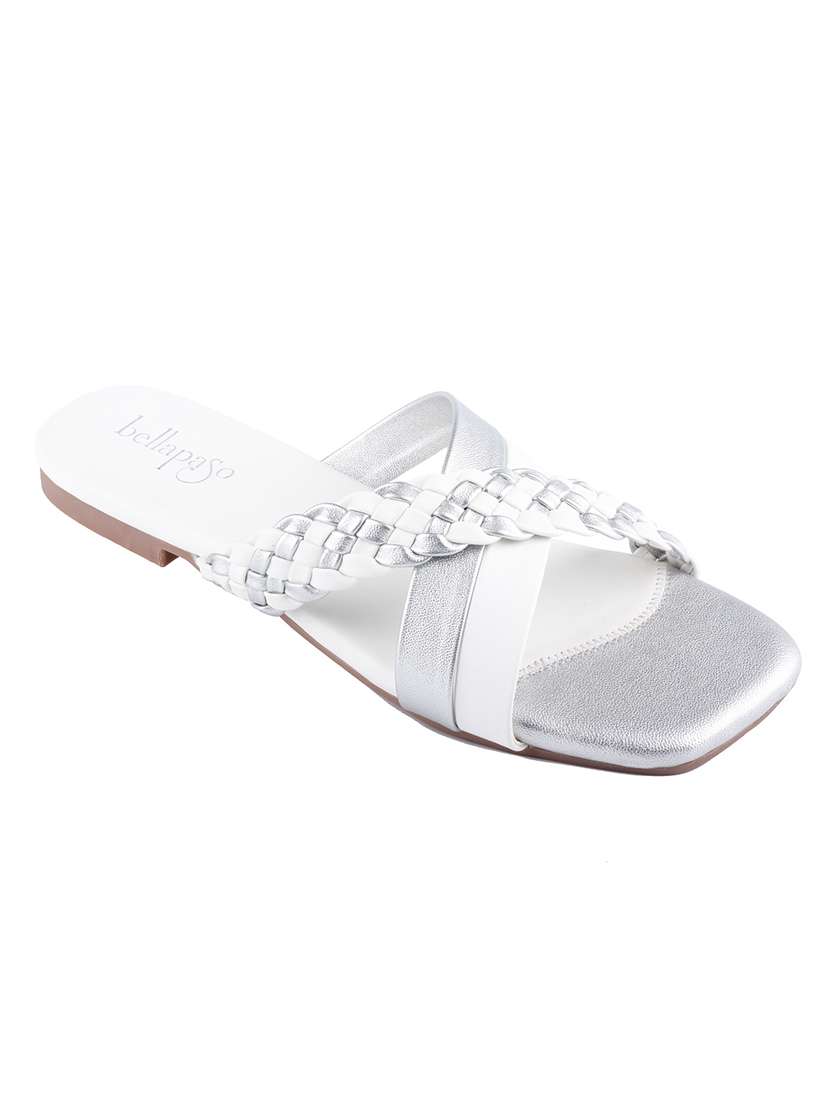 women textured slip on flat sandal - 22458028 -  Standard Image - 1