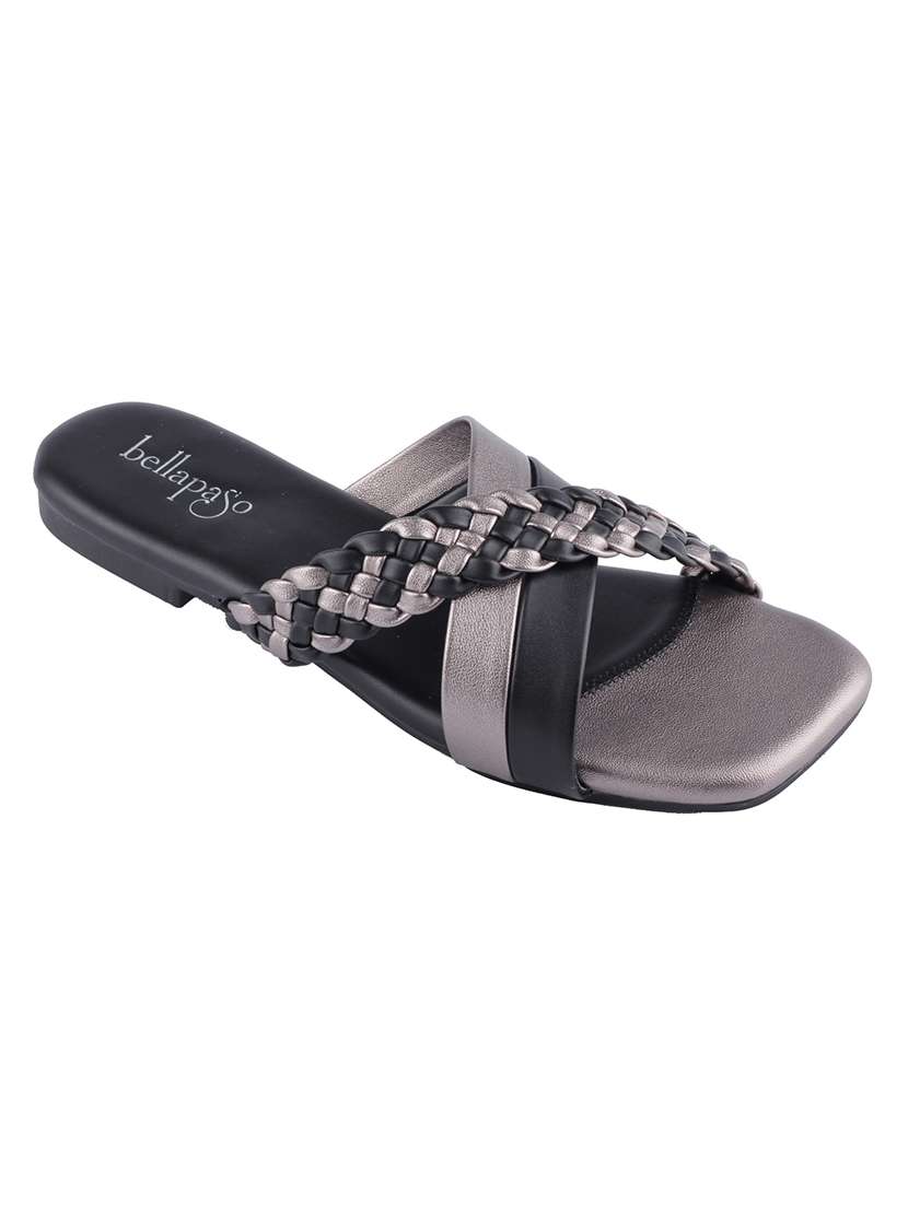 Women Textured Slip On Flat Sandal - 22458029 -  Standard Image - 1