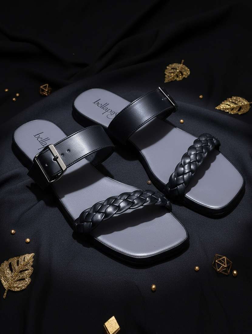 Women Textured Slip On Flat Sandal - 22458038 -  Standard Image - 1