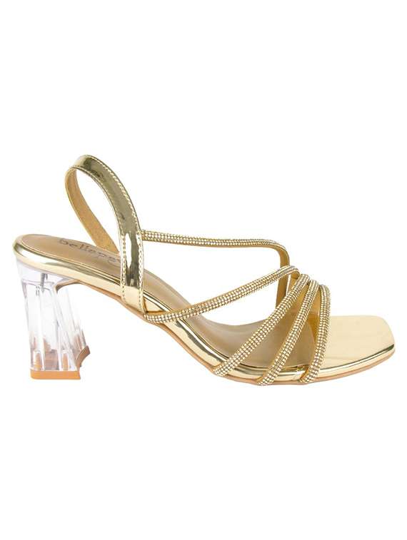 gold synthetic back strap sandals - 22458061 -  Standard Image - 1