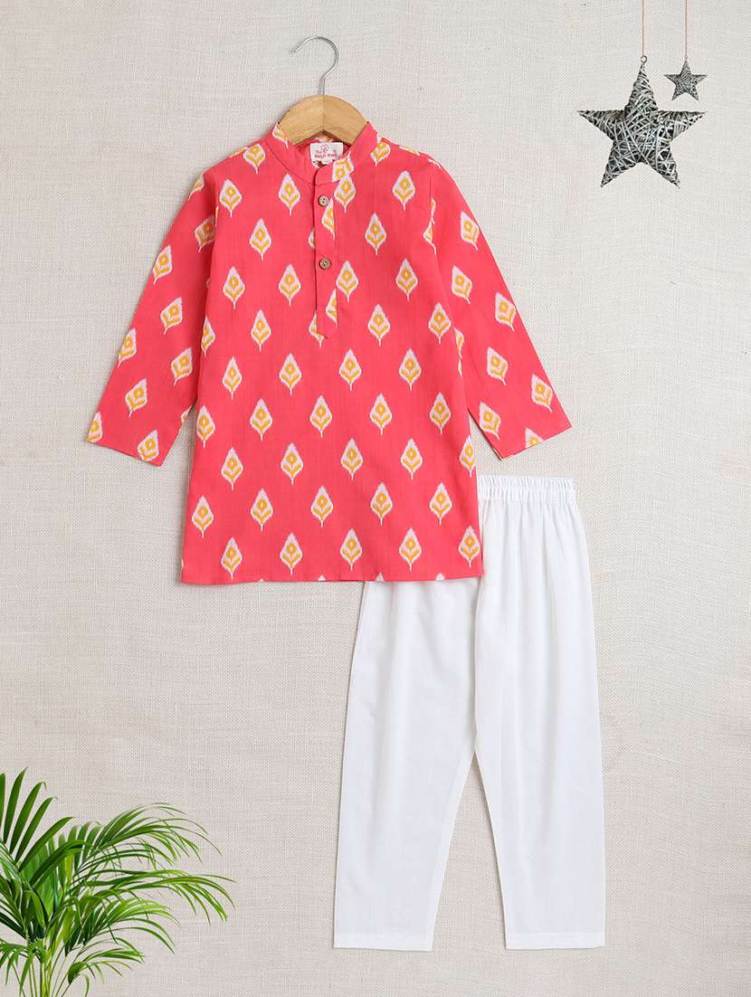 kids red cotton kurta sets kurtas & kurta set - 22458168 -  Standard Image - 1