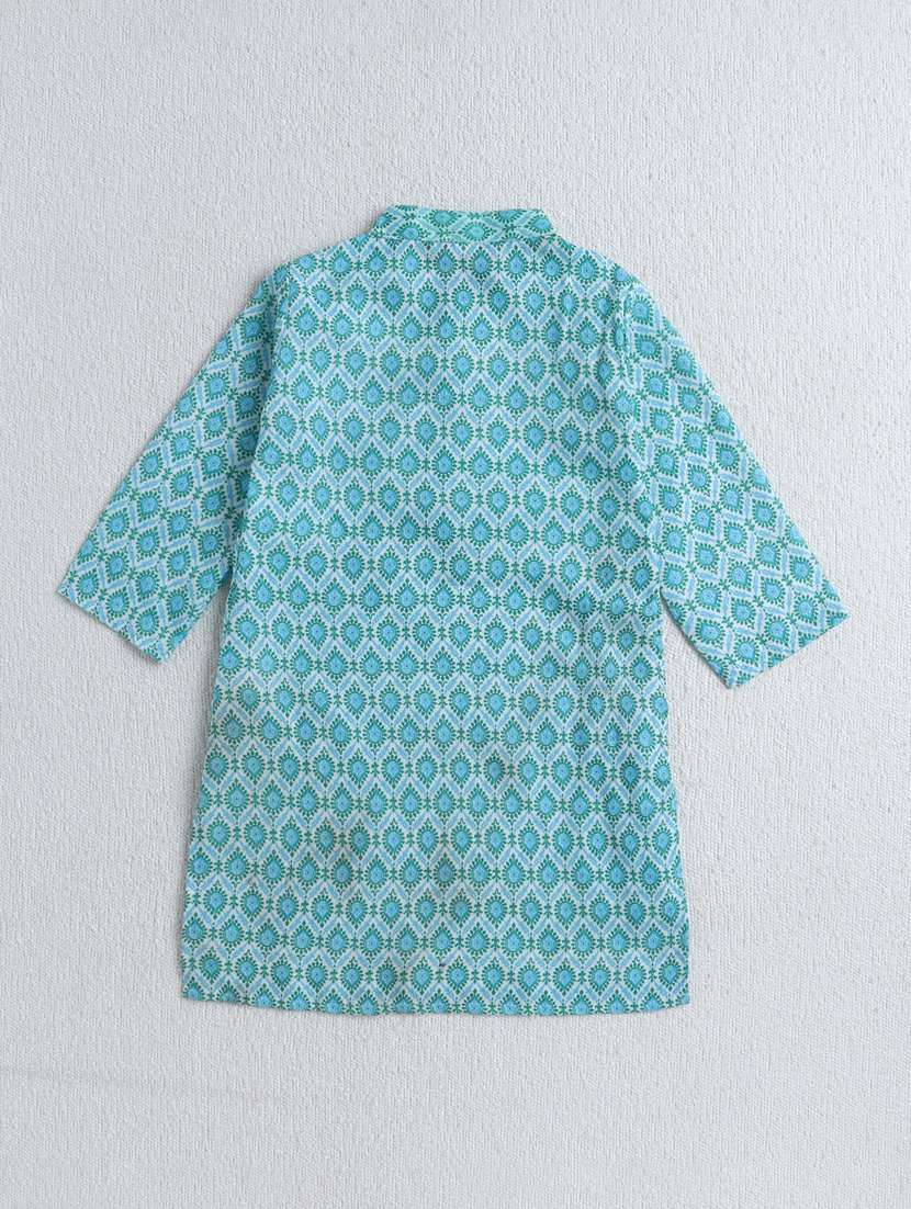 kids blue cotton kurta sets kurtas & kurta set - 22458212 -  Standard Image - 1