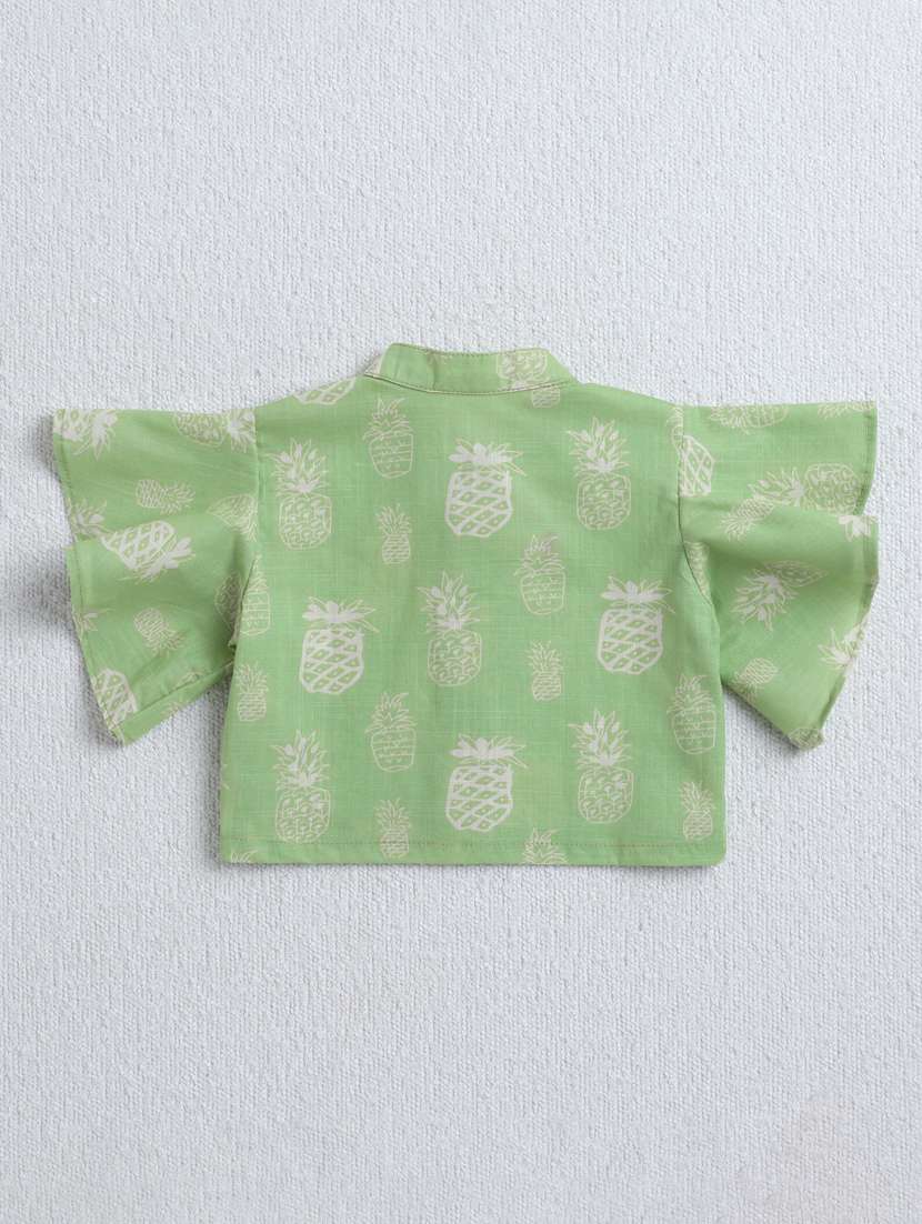 girls printed green cotton kurta sets co-ord set - 22458278 -  Standard Image - 1