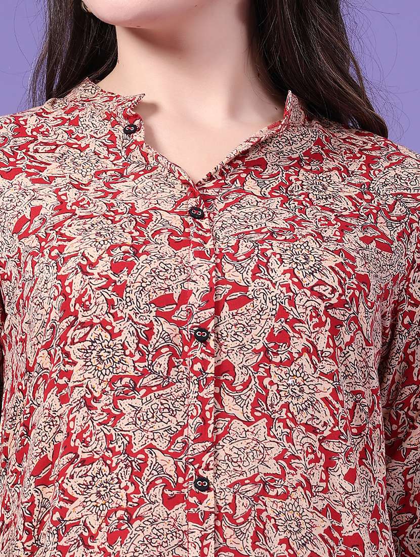 Women Printed Three Quarter Sleeves Straight Kurta - 22458308 -  Standard Image - 1