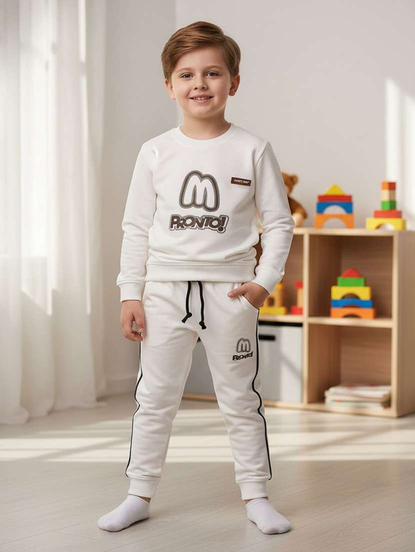boys printed long sleeves full length set