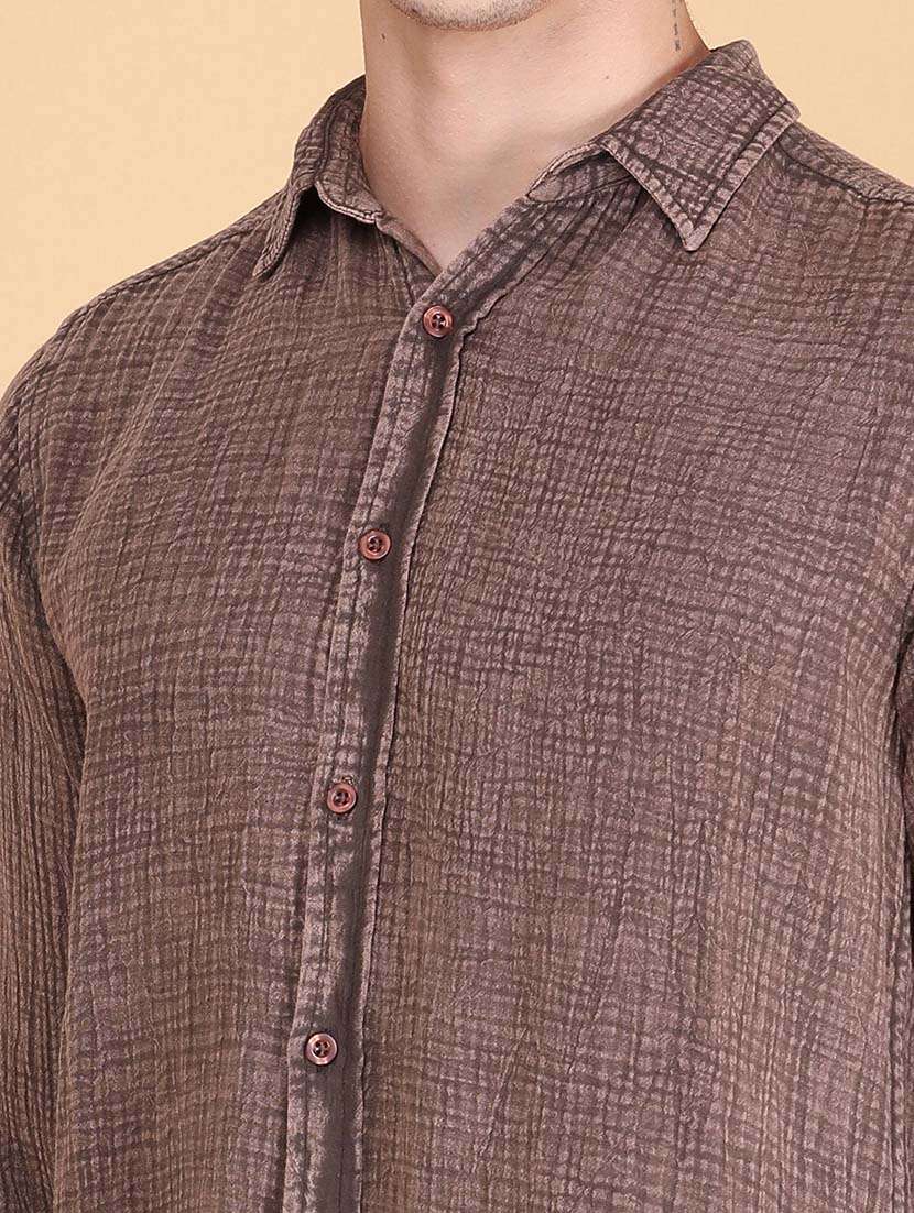 Men Textured Long Sleeve Regular Fit Casual Shirt - 22458397 -  Standard Image - 1