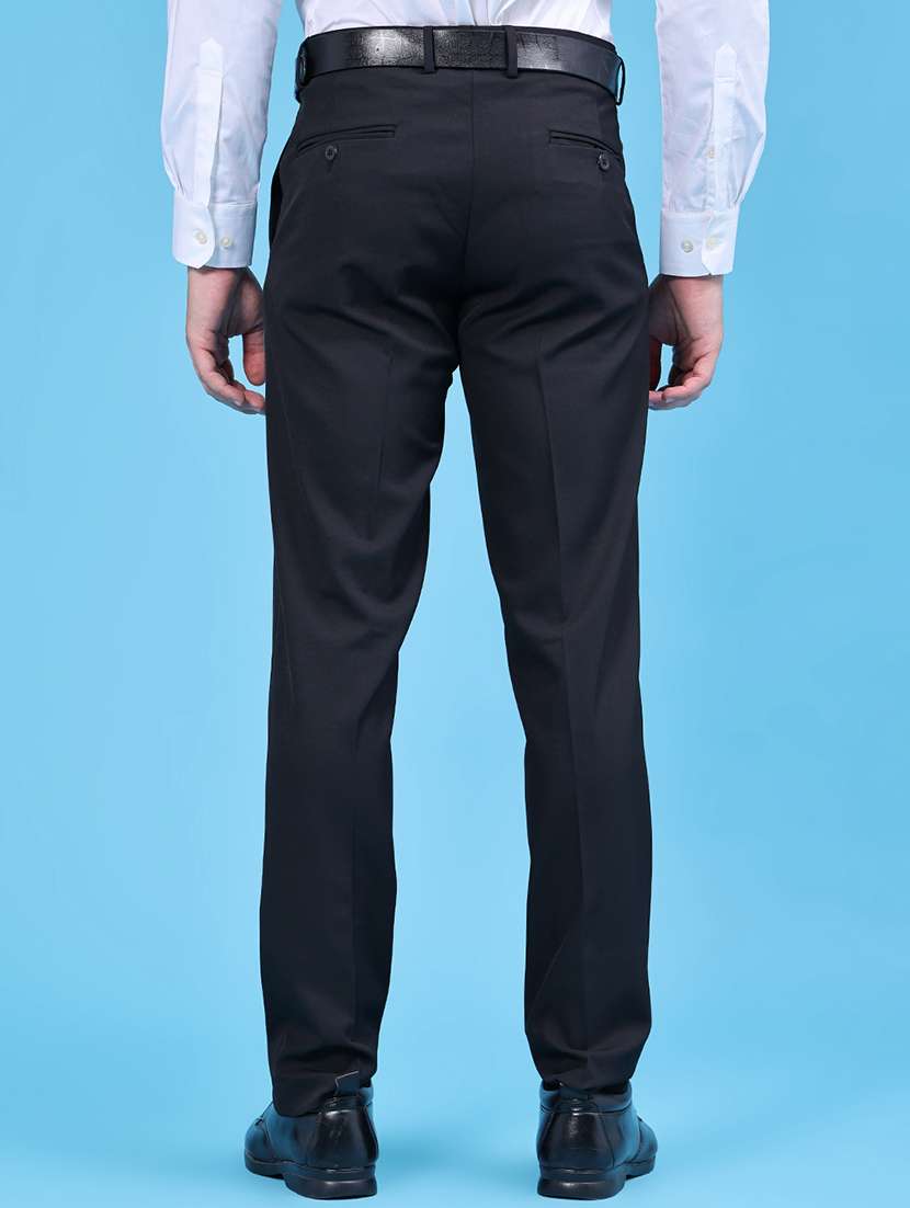 Men Solid Mid Rise Flat Front Formal Trouser - 22458452 -  Standard Image - 4