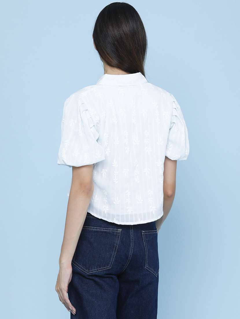 women embroidered puff sleeves shirt style top - 22458464 -  Standard Image - 4