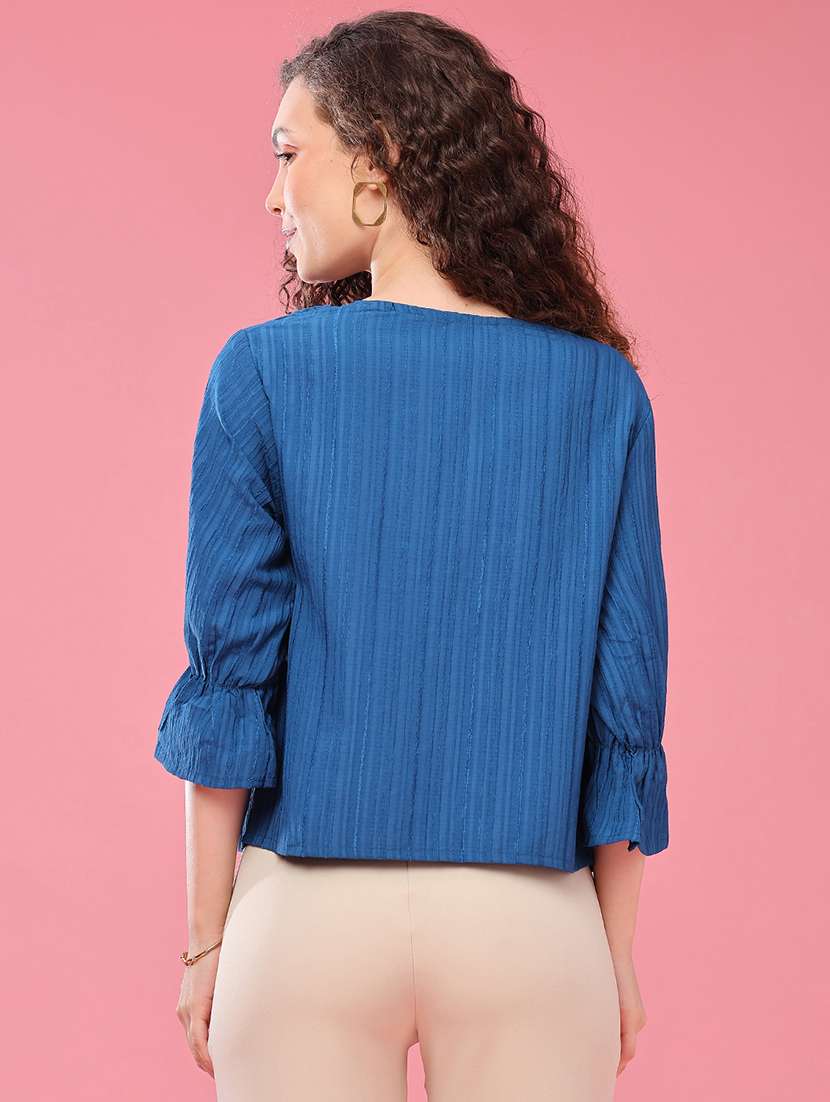 Women Self Design Three Quarter Sleeves A-line Top - 22458483 -  Standard Image - 4
