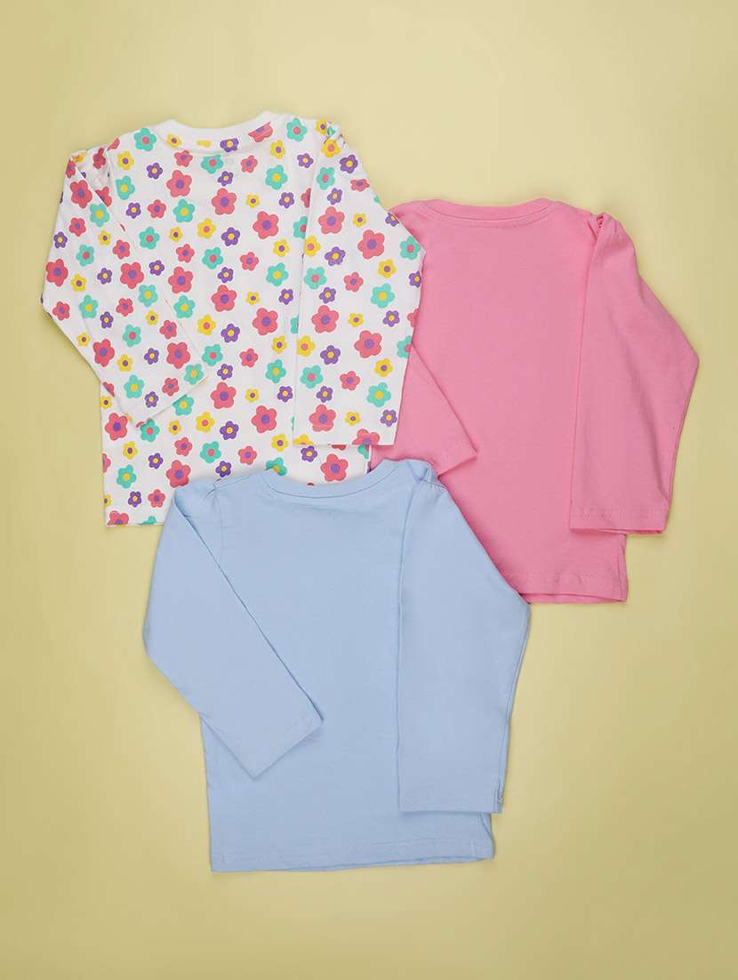 Girls Pack Of 3 Printed Long Sleeves Regular Fit Tee - 22458541 -  Standard Image - 1