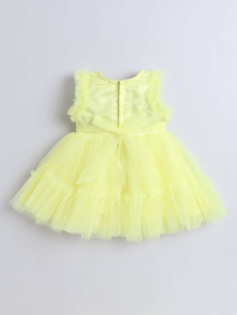 girls solid yellow polyester kurta frock - 22458665 -  Standard Image - 1