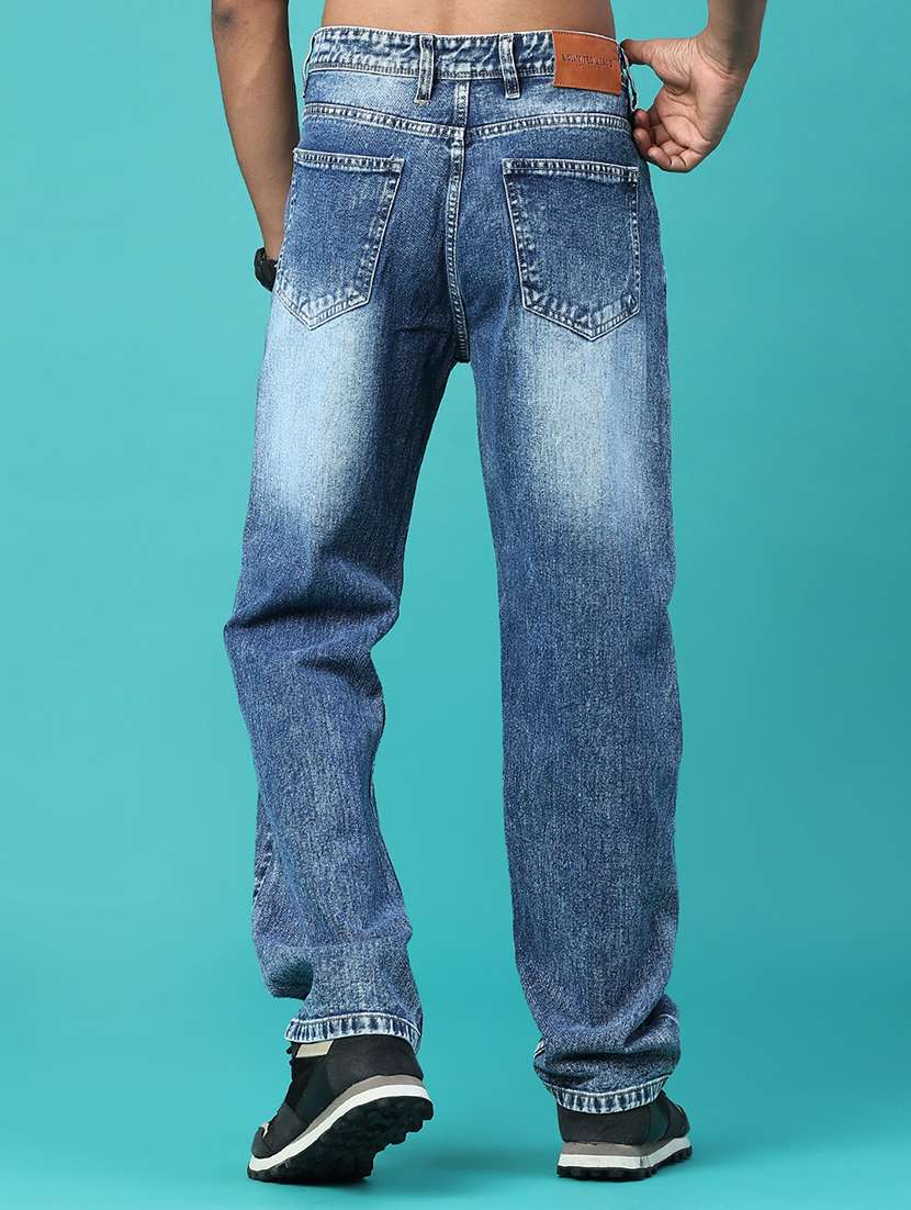 Men Washed Mid Rise Full Length Straight Jeans - 22459060 -  Standard Image - 4