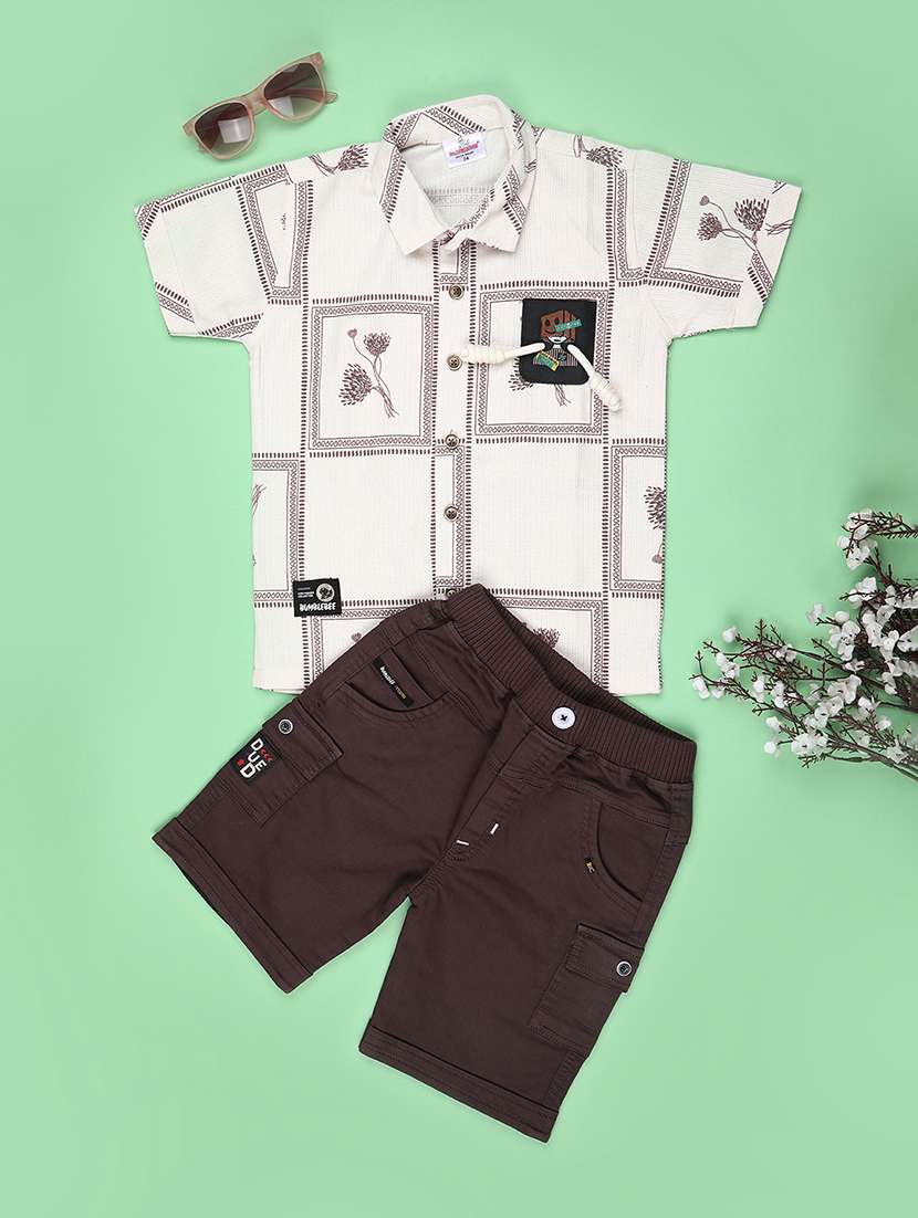 boys printed short sleeves shirt and shorts set - 22459131 -  Standard Image - 1