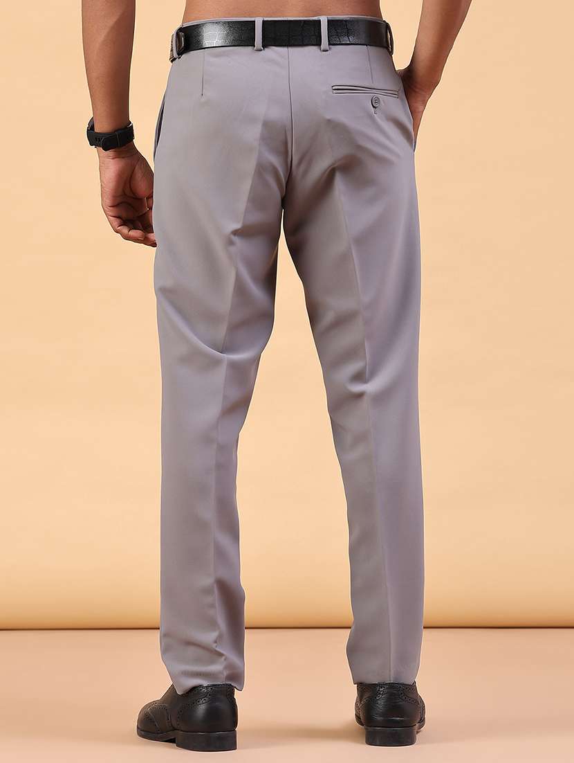 Men Solid Mid Rise Regular Fit Trouser - 22459654 -  Standard Image - 4